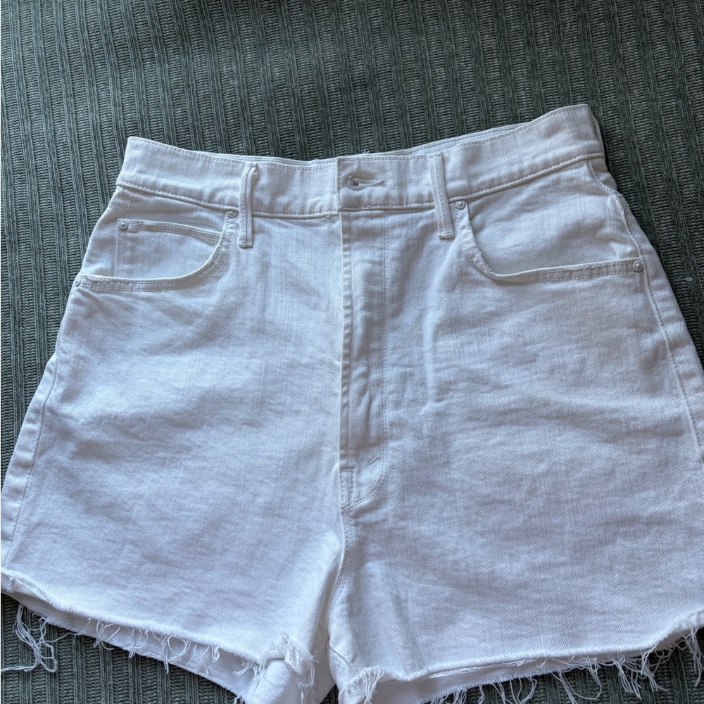 MOTHER High Waist White Denim Shorts